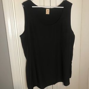 Black Silky Tank, Pocket Front, 3x (22-24w), Tapered for Fit, NWT